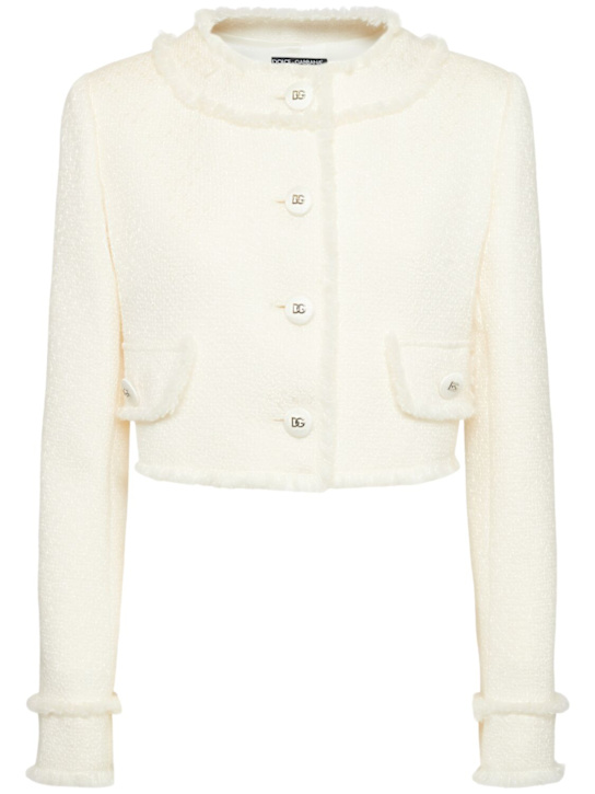 Luisaviaroma Giacca cropped in tweed senza colletto