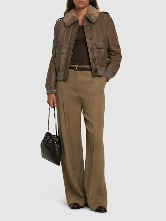 Luisaviaroma Giacca In Pelle Con Collo In Pelliccia