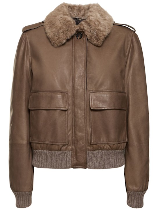 Luisaviaroma Giacca in pelle con collo in pelliccia