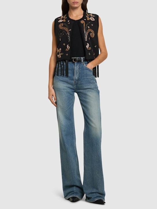 Luisaviaroma Gilet Frangipane Gardens In Twill Con Ricami