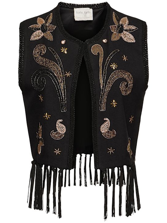 Luisaviaroma Gilet Frangipane Gardens in twill con ricami