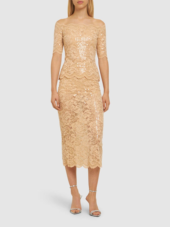 Luisaviaroma Gonna In Pizzo Ricamato Con Paillettes
