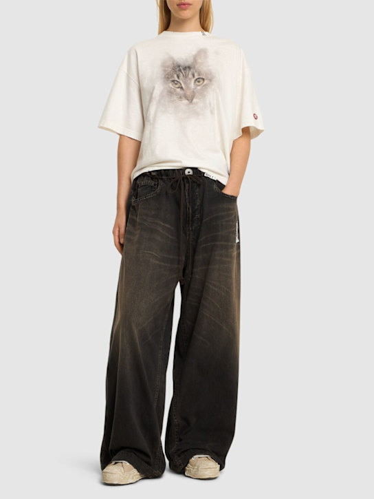 Luisaviaroma Jeans Larghi Vita Alta In Denim Con Coulisse