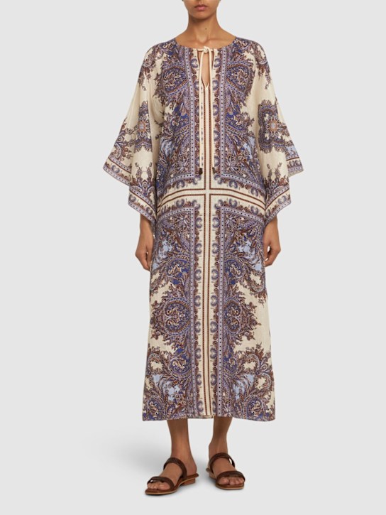 Luisaviaroma Abito Caftan Ottie In Lino Stampato