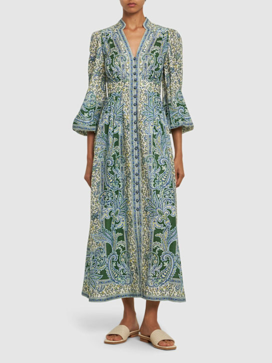 Luisaviaroma Abito Lungo Ottie In Lino Stampato