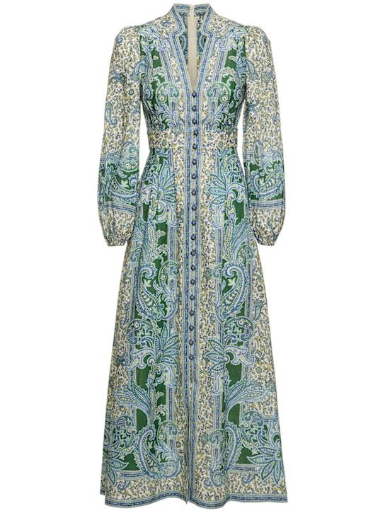 Luisaviaroma Abito lungo Ottie in lino stampato