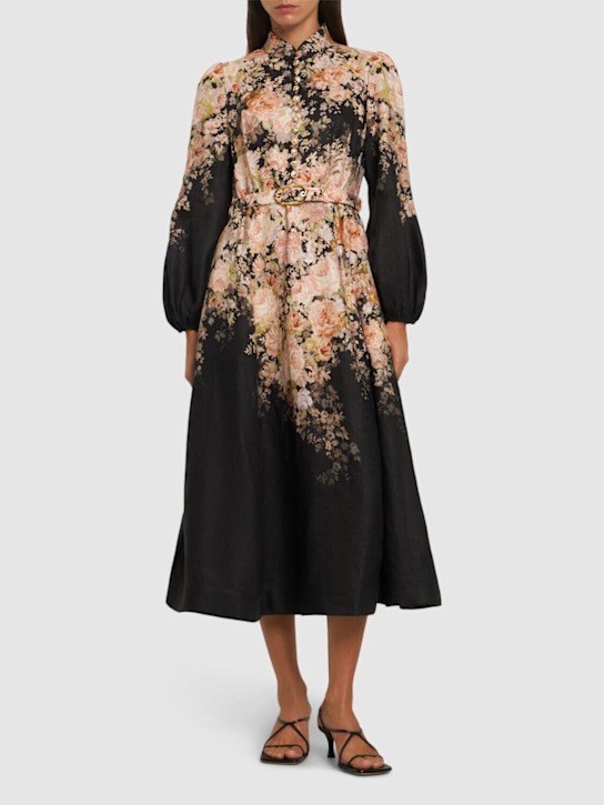 Luisaviaroma Abito Midi Illustration In Lino