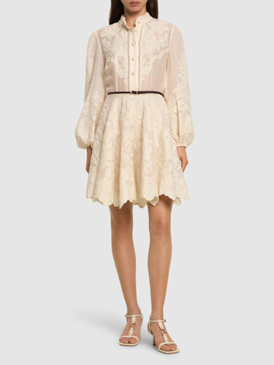 Luisaviaroma Abito Mini Ottie In Lino Ricamato