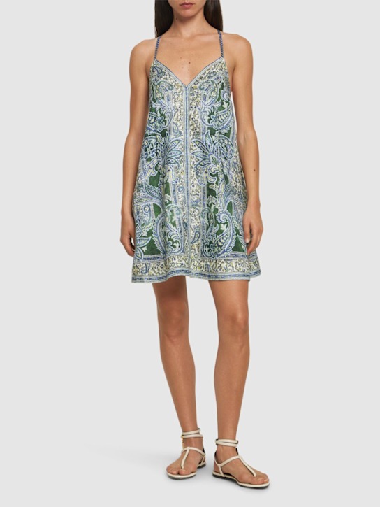 Luisaviaroma Abito Mini Ottie In Lino Stampato