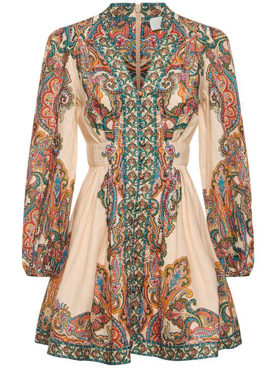 Luisaviaroma Abito mini Ottie in lino stampato