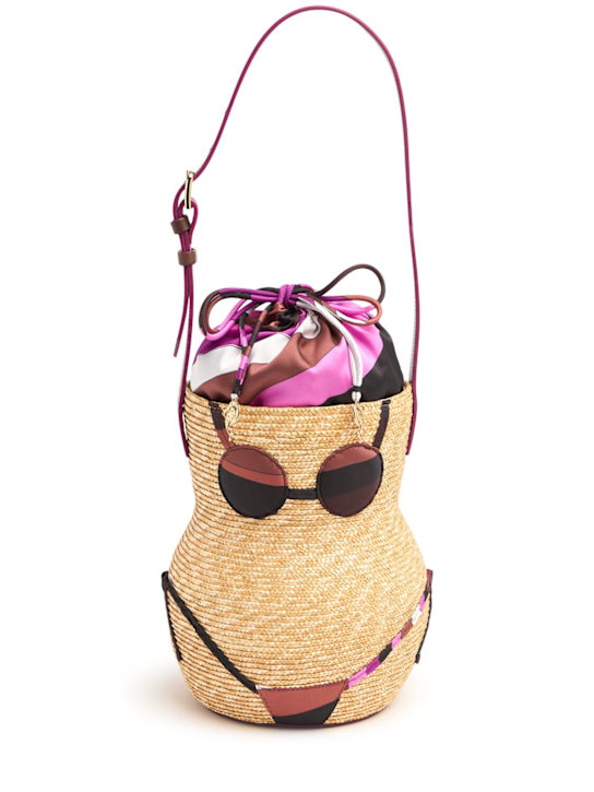 Luisaviaroma Borsa Puccinella in paglia e twill