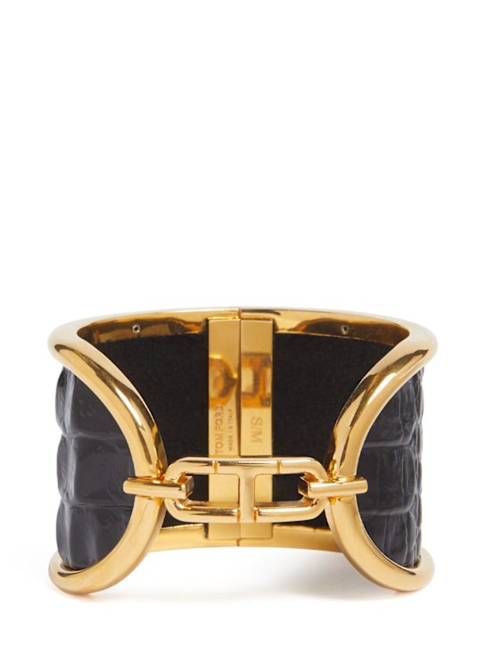 Luisaviaroma Bracciale in pelle goffrata e ottone