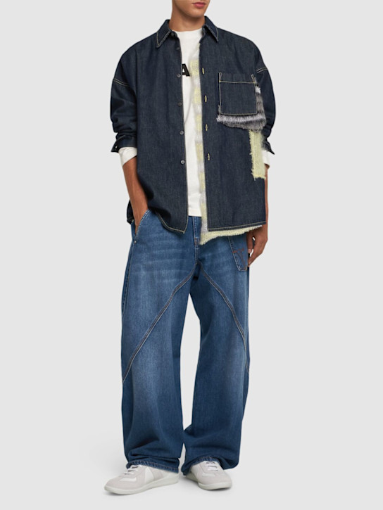 Luisaviaroma Camicia In Denim Con Patch In Lana