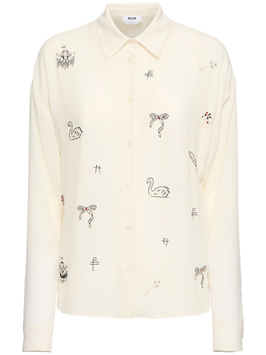 Luisaviaroma Camicia in raso con stampa e ricami