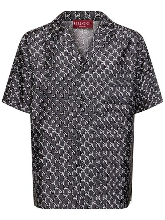 Luisaviaroma Camicia in seta stampa GG