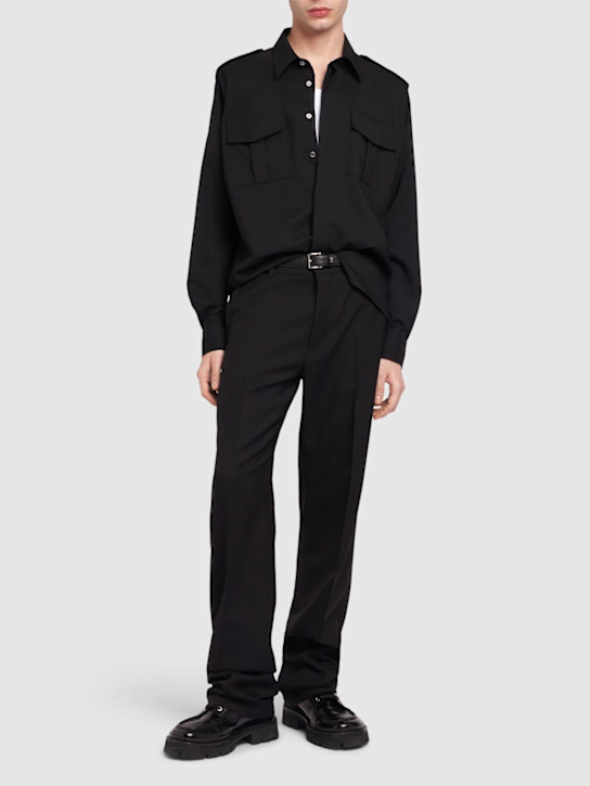 Luisaviaroma Camicia Military In Tela Di Lana