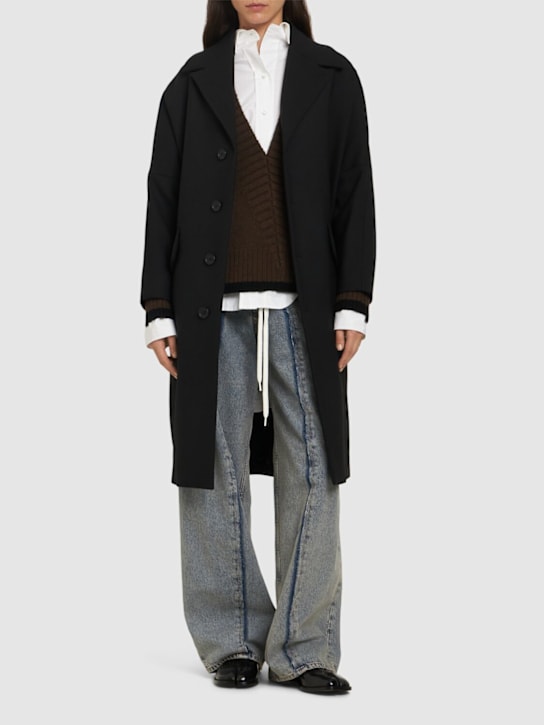 Luisaviaroma Cappotto In Gabardina Di Misto Lana