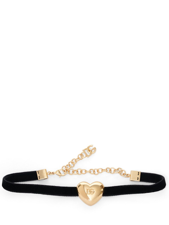Luisaviaroma Choker in velluto con cuore logato