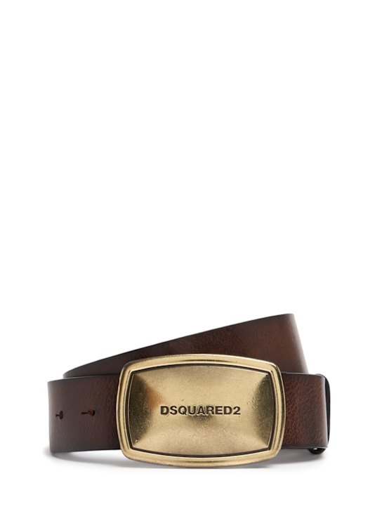 Luisaviaroma Cintura in pelle / placchetta logo 40mm