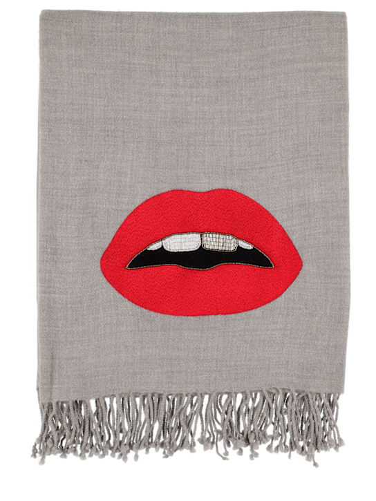 Luisaviaroma Coperta Lips in cammello e lana