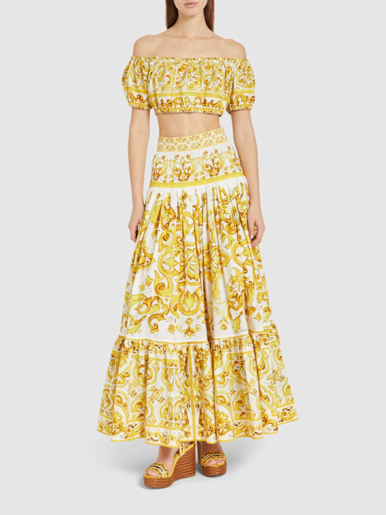 Luisaviaroma Crop Top In Popeline Stampa Maiolica