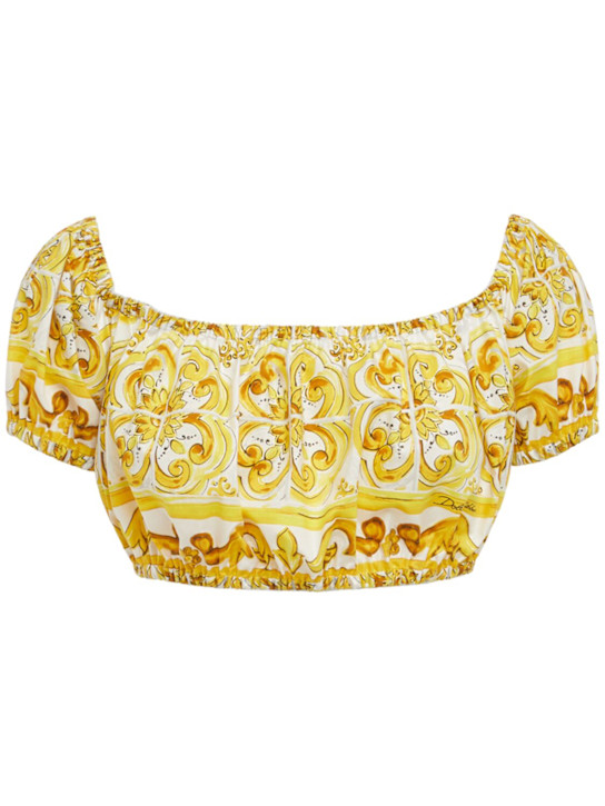 Luisaviaroma Crop top in popeline stampa maiolica