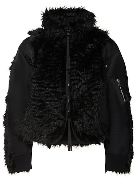 Luisaviaroma Faux fur & nylon twill jacket