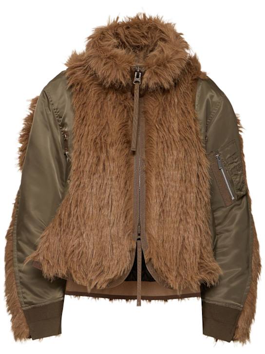 Luisaviaroma Faux fur & nylon twill jacket