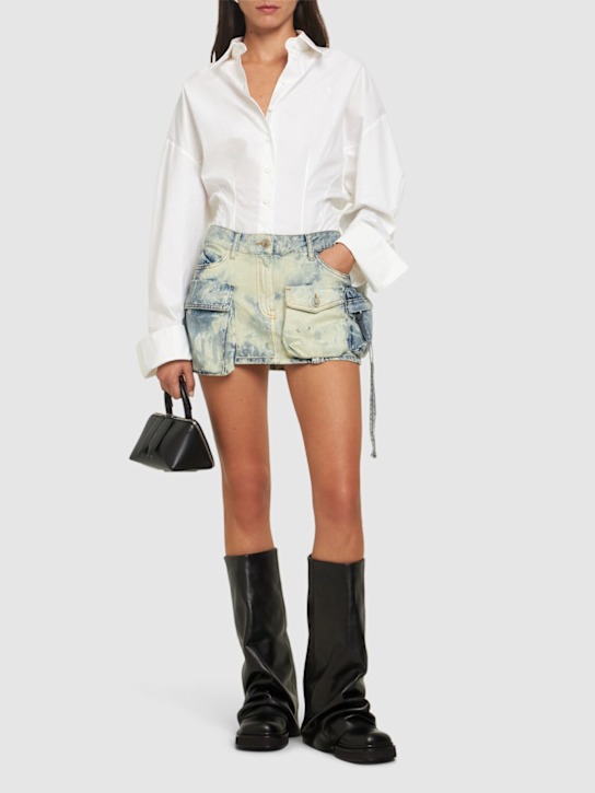 Luisaviaroma Fay Bleached Denim Cargo Mini Skirt