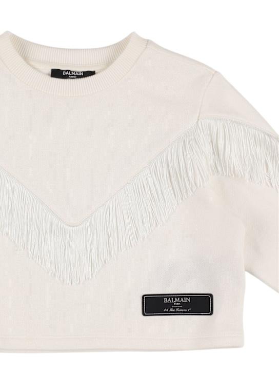Luisaviaroma Felpa Cropped In Cotone Con Frange