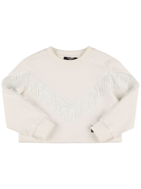 Luisaviaroma Felpa cropped in cotone con frange