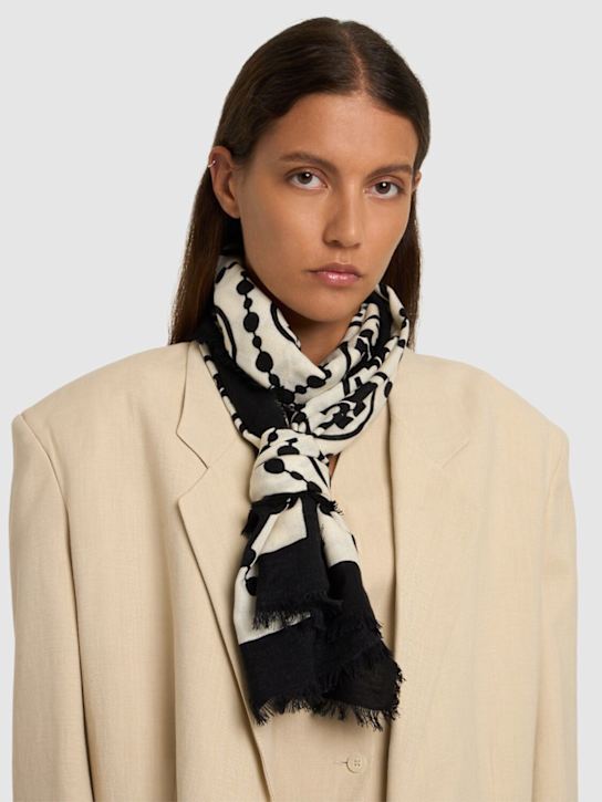 Luisaviaroma Foulard In Lana E Seta T Monogram