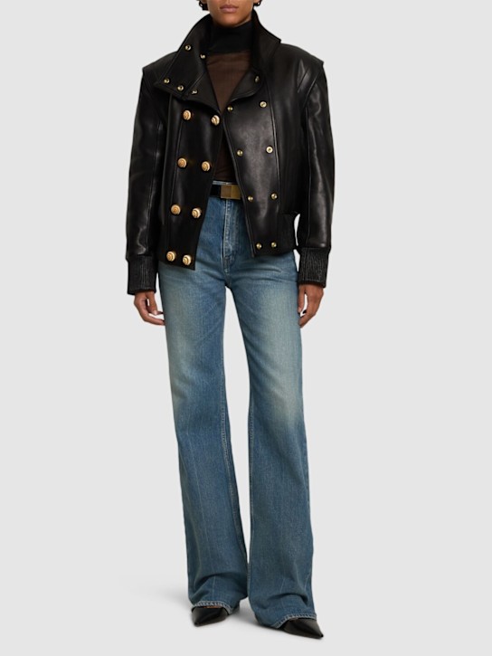 Luisaviaroma Giacca Bomber In Pelle Con Collo Alto