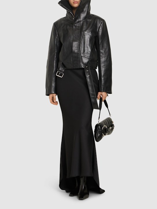 Luisaviaroma Giacca Cropped Biker In Pelle