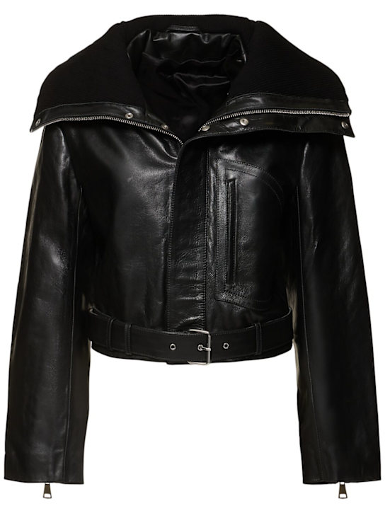 Luisaviaroma Giacca cropped biker in pelle