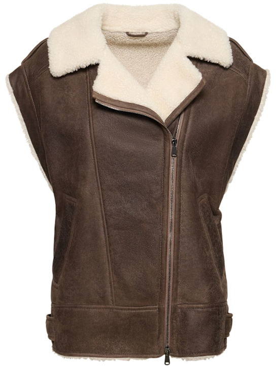 Luisaviaroma Gilet shearling in camoscio