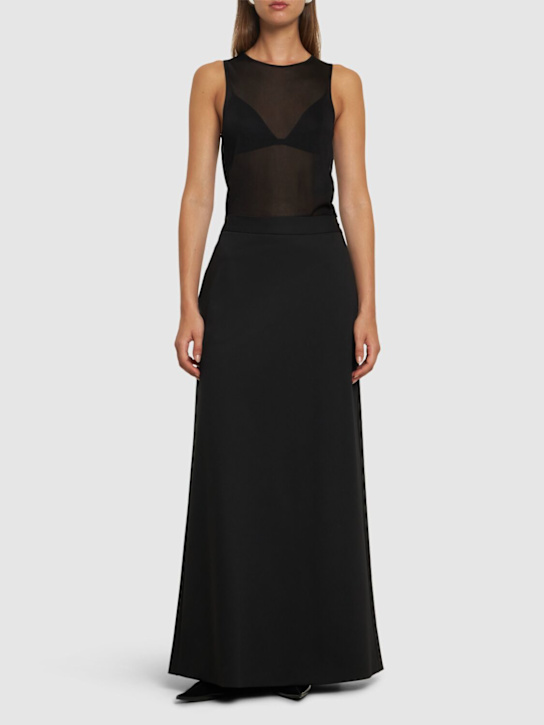 Luisaviaroma Gonna Lunga In Twill Di Misto Lana