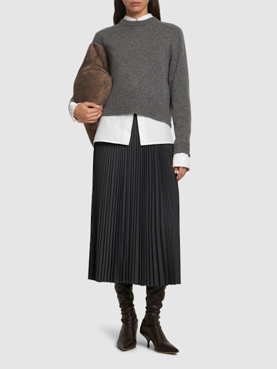Luisaviaroma Gonna Midi In Misto Lana Plissé