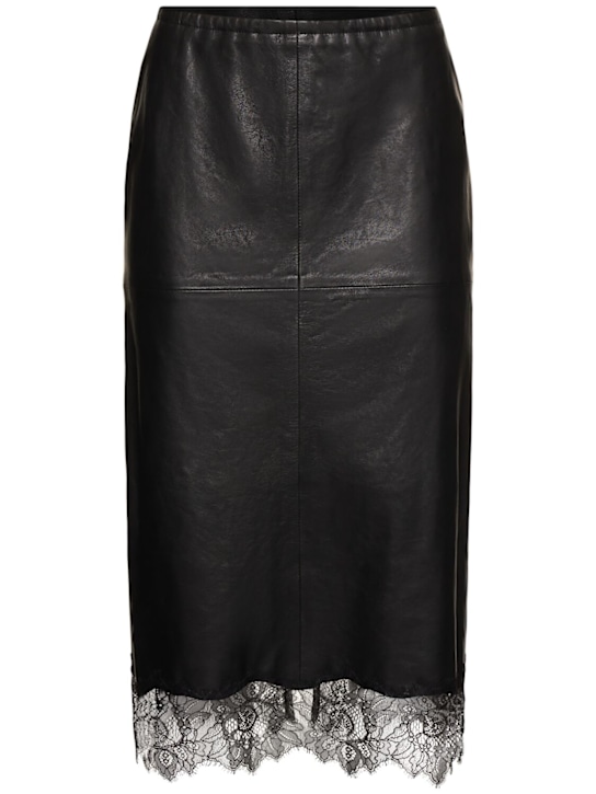 Luisaviaroma Gonna midi in pelle con pizzo