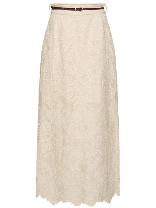 Luisaviaroma Gonna midi Ottie in lino ricamato