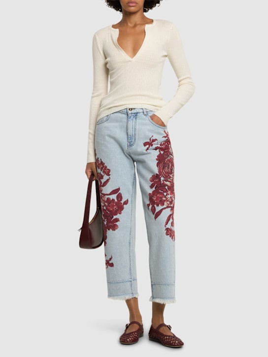 Luisaviaroma Jeans Cropped Vita Alta Stampati