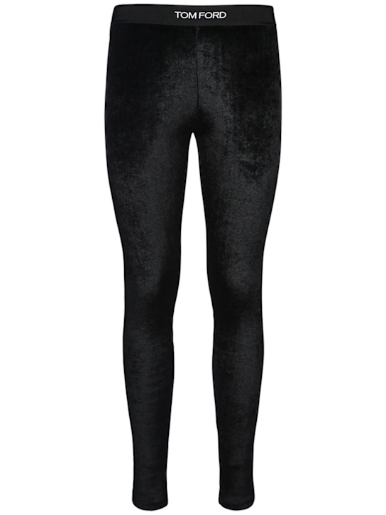 Luisaviaroma Leggings in velluto stretch con logo