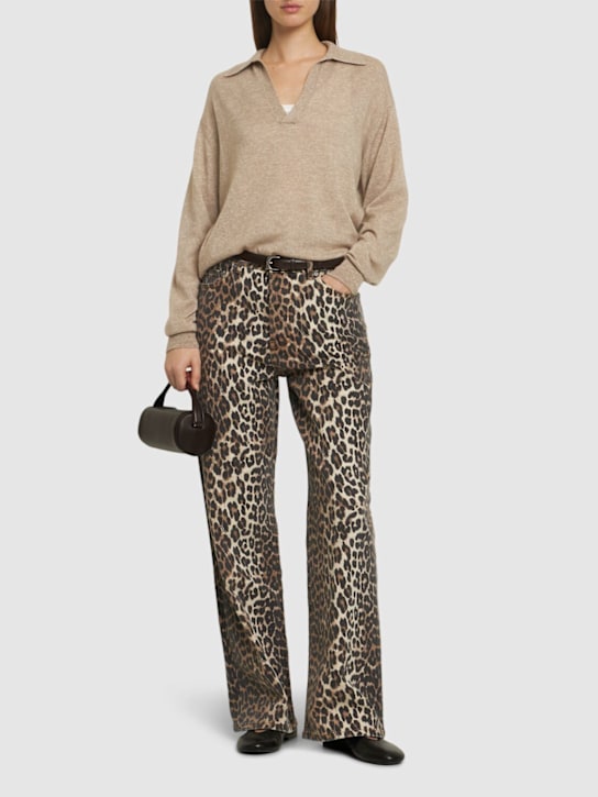 Luisaviaroma Leopard Print Denim High Rise Jeans