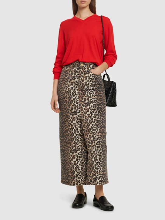 Luisaviaroma Leopard Print Denim Maxi Skirt