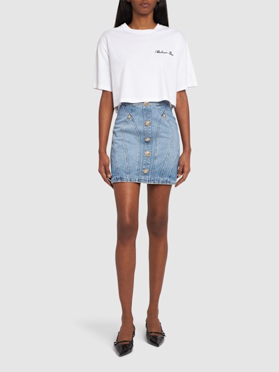 Luisaviaroma Minigonna In Denim Di Cotone Stretch
