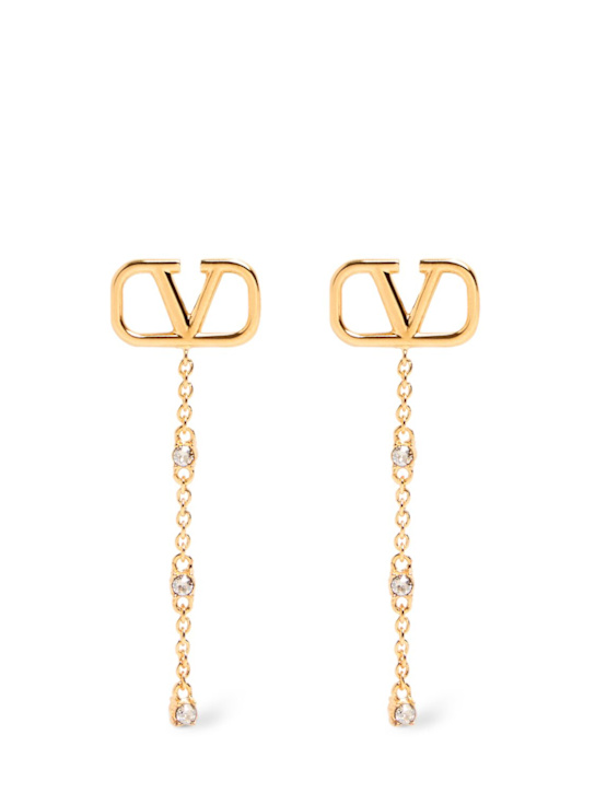 Luisaviaroma Orecchini mini V logo con cristalli