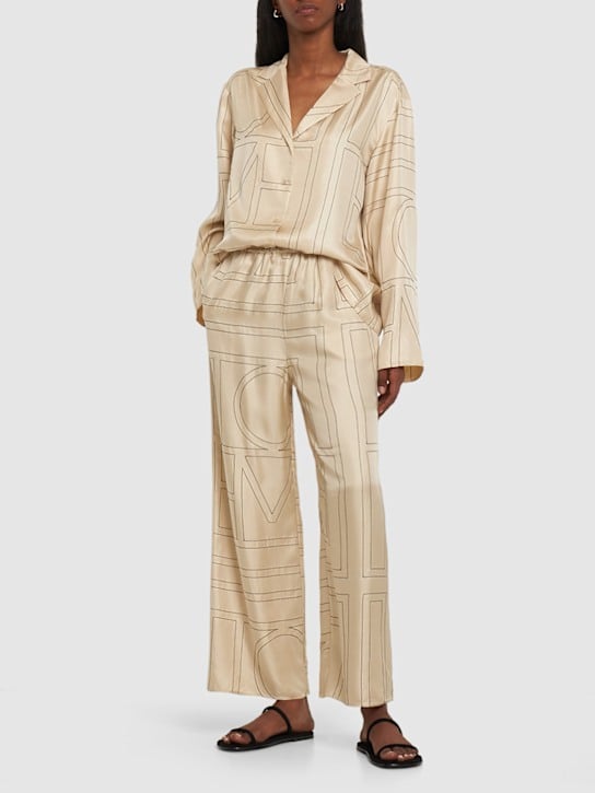 Luisaviaroma Pantaloni In Seta Monogram Con Ricami