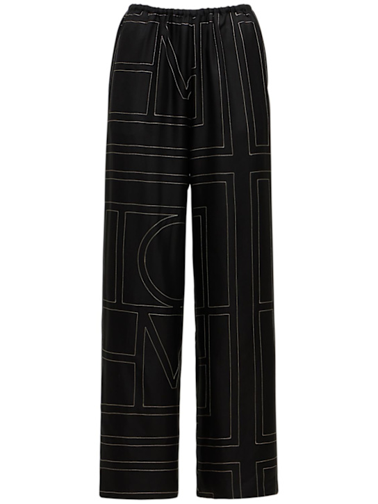 Luisaviaroma Pantaloni in seta monogram con ricami