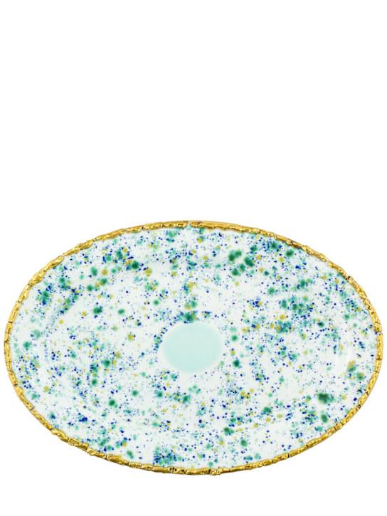 Luisaviaroma Piatto ovale Craquelé Edge Blu