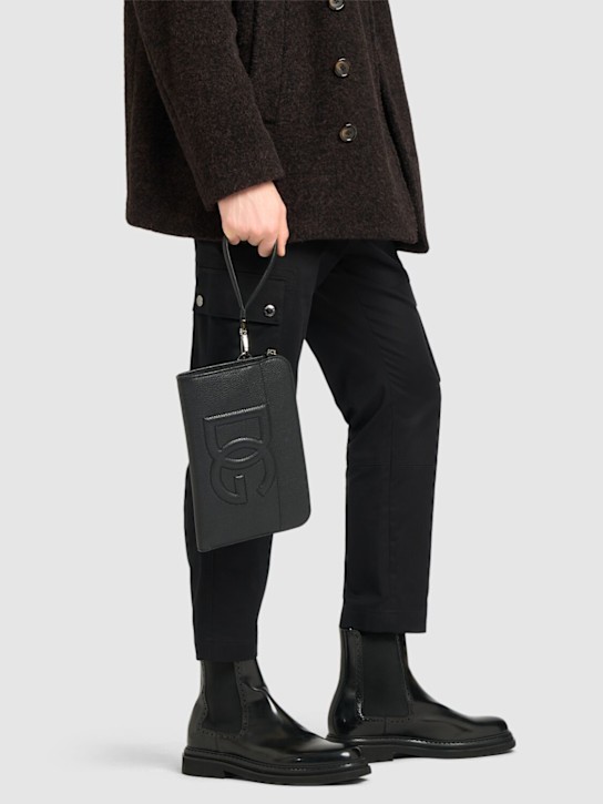 Luisaviaroma Pochette Media In Pelle Con Logo